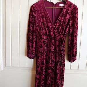 Calvin Klein Burnout Velvet Floral-Print Wrap Dress Size 10